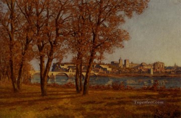  Barbizon Oil Painting - Le Chateau Des Papes A Avignon Barbizon landscape Henri Joseph Harpignies